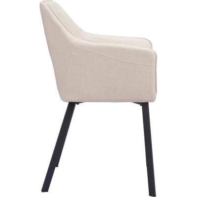 Adage Beige Dining Chair with Steel Frame - LOOMLAN - Zuo Modern - Dining Chairs