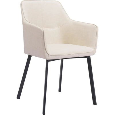 Adage Beige Dining Chair with Steel Frame - LOOMLAN - Zuo Modern - Dining Chairs