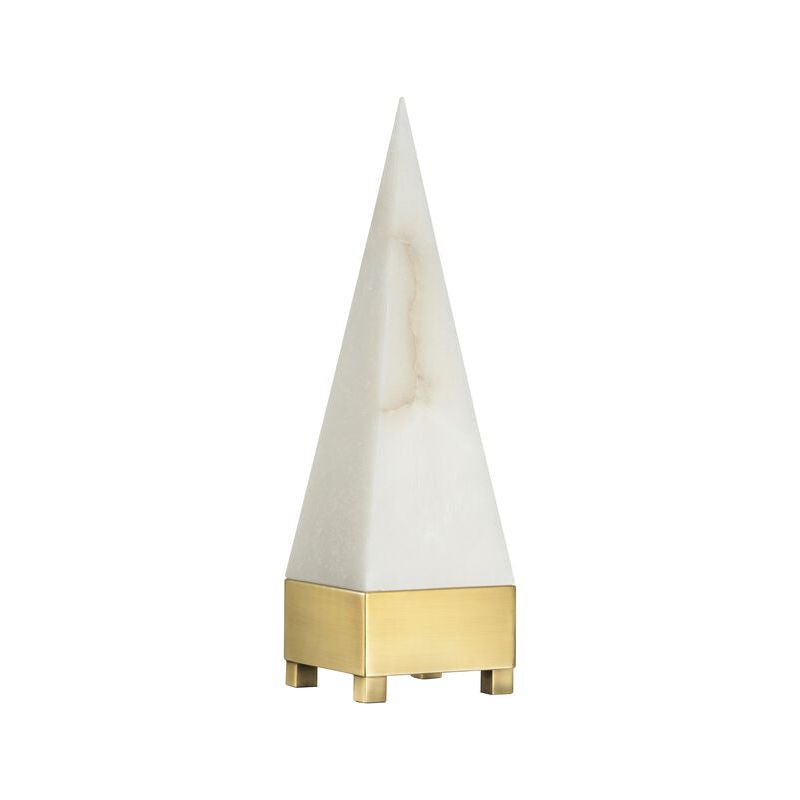 Pyramid Alabaster And Brass Made Table Lamp