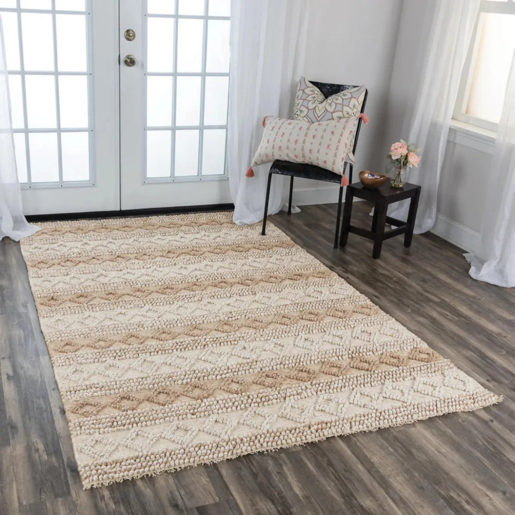 Addy Stripe Tan Area Rugs For Living Room - LOOMLAN - Area Rugs