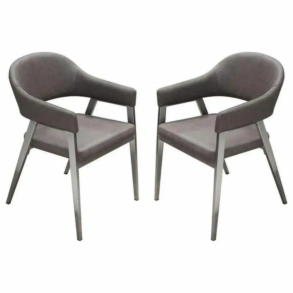 Adele Leather Modern Dining Chair 2PC - LOOMLAN - Diamond Sofa - Dining Chairs