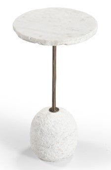 Aeirith White Marble Accent Table - LOOMLAN - Bassett Mirror - Side Tables