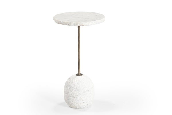 Aeirith White Marble Accent Table - LOOMLAN - Bassett Mirror - Side Tables