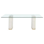 Aemond Dining Table 86.5" Glass Concrete Base - LOOMLAN - SUNPAN - Dining Tables