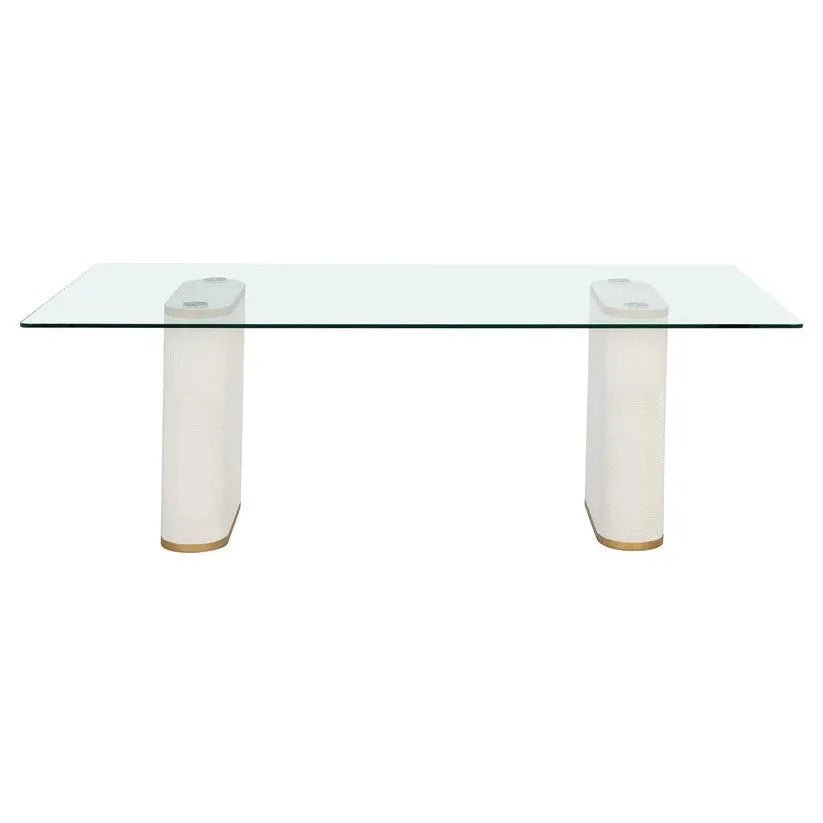 Aemond Dining Table 86.5" Glass Concrete Base - LOOMLAN - SUNPAN - Dining Tables