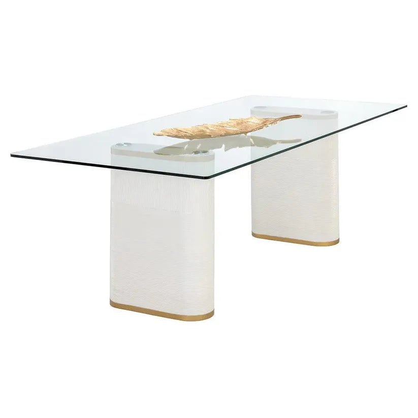 Aemond Dining Table 86.5" Glass Concrete Base - LOOMLAN - SUNPAN - Dining Tables