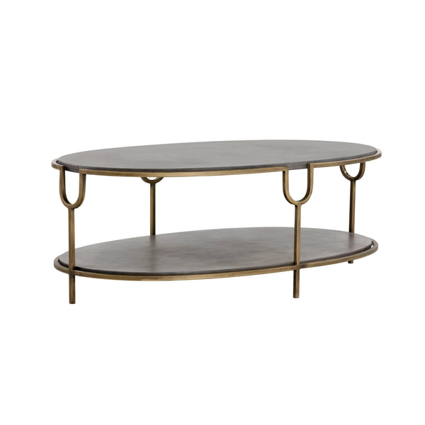 Arya Coffee Table With Concrete Top And Brass Frame