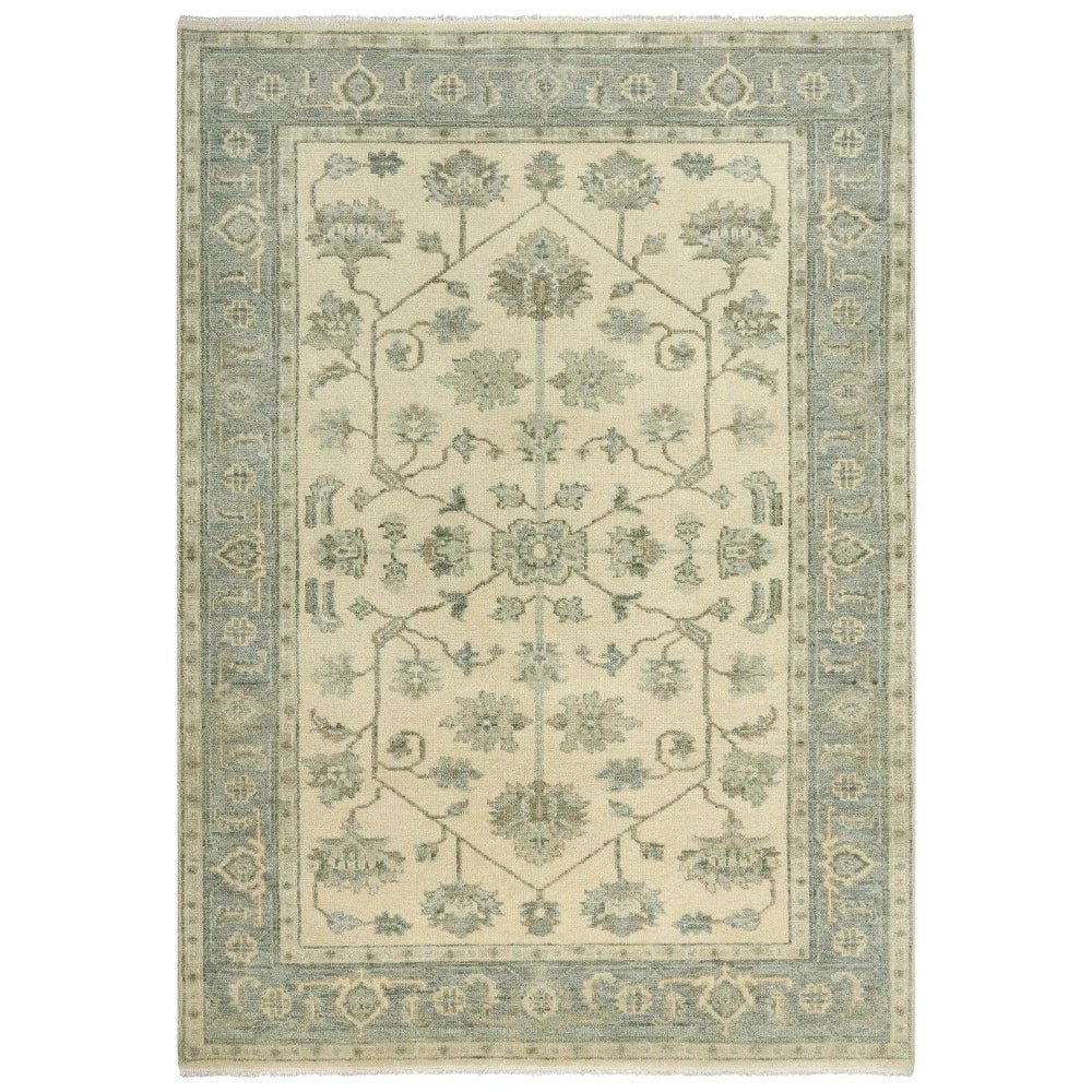 Afta Border Pastel Teal Large Area Rugs For Living Room - LOOMLAN - LOOMLAN - Area Rugs