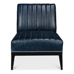 Agave Leather Blue Armless Slipper Chair - LOOMLAN - Sarreid - Accent Chairs