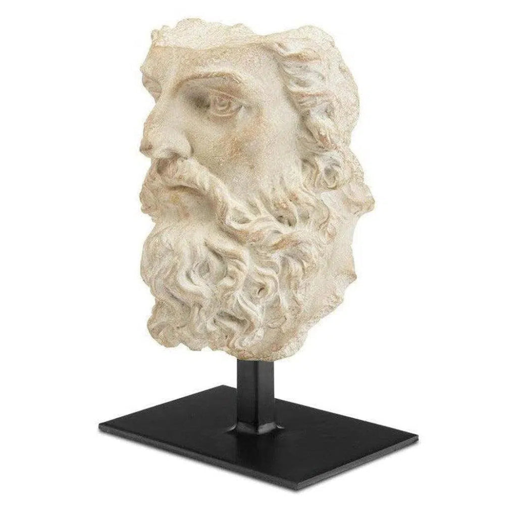 Aged Beige Black Head of Zeus - LOOMLAN - Currey & Co - Statues & Sculptures