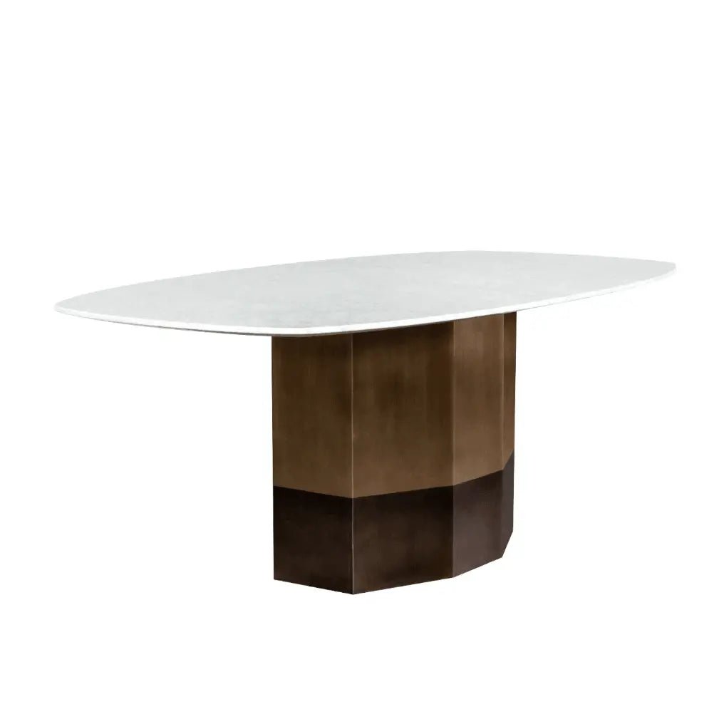 Ainsley Dining Table Marble Antique Bronze Base - LOOMLAN - Dining Tables