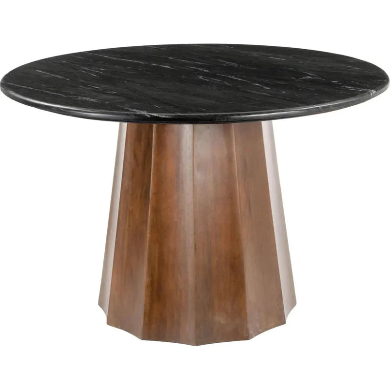 Aipe Black and Brown Wood Round Dining Table - LOOMLAN - Zuo Modern - Dining Tables