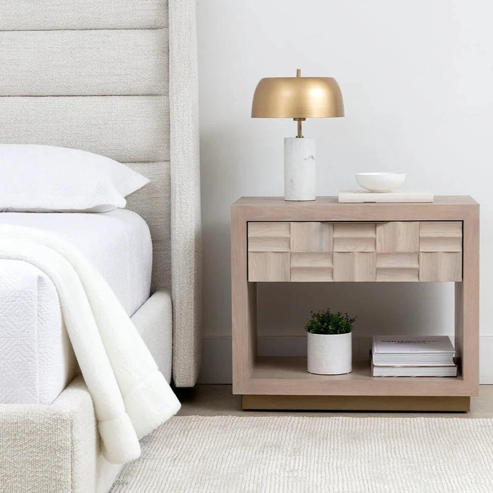 Akava Nightstand Gold Base & Soft Closing Drawer - LOOMLAN - Nightstands