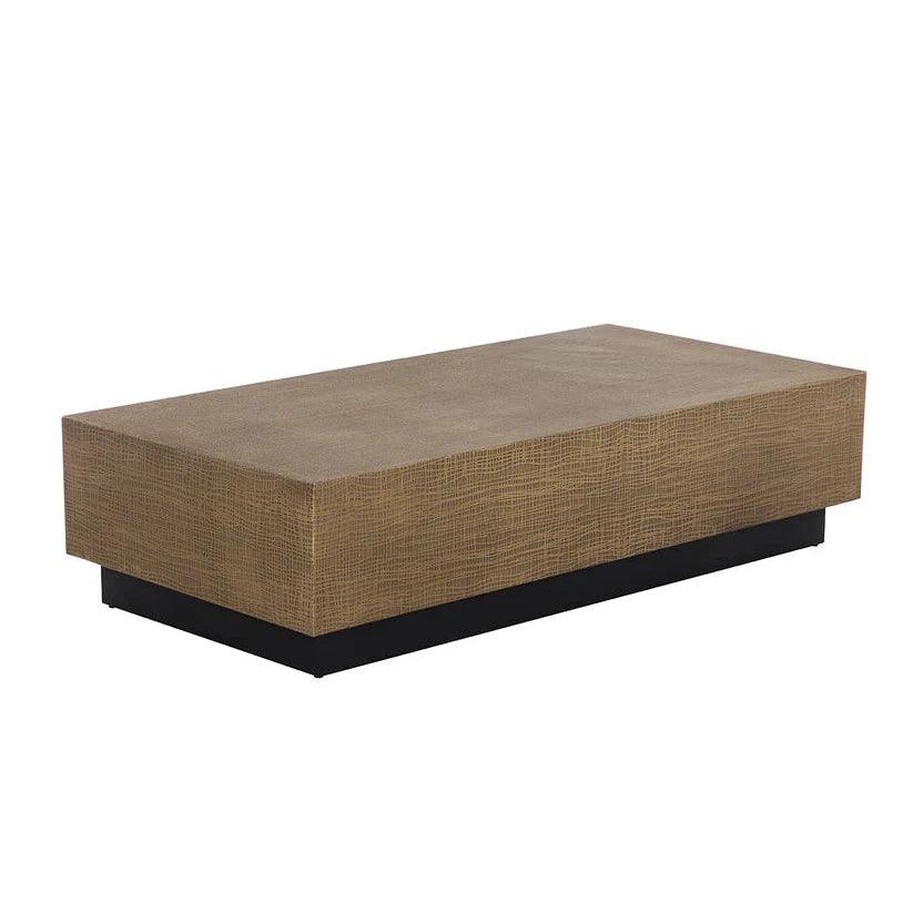 Albans Coffee Table With Brass & Etched Top - LOOMLAN - Coffee Tables