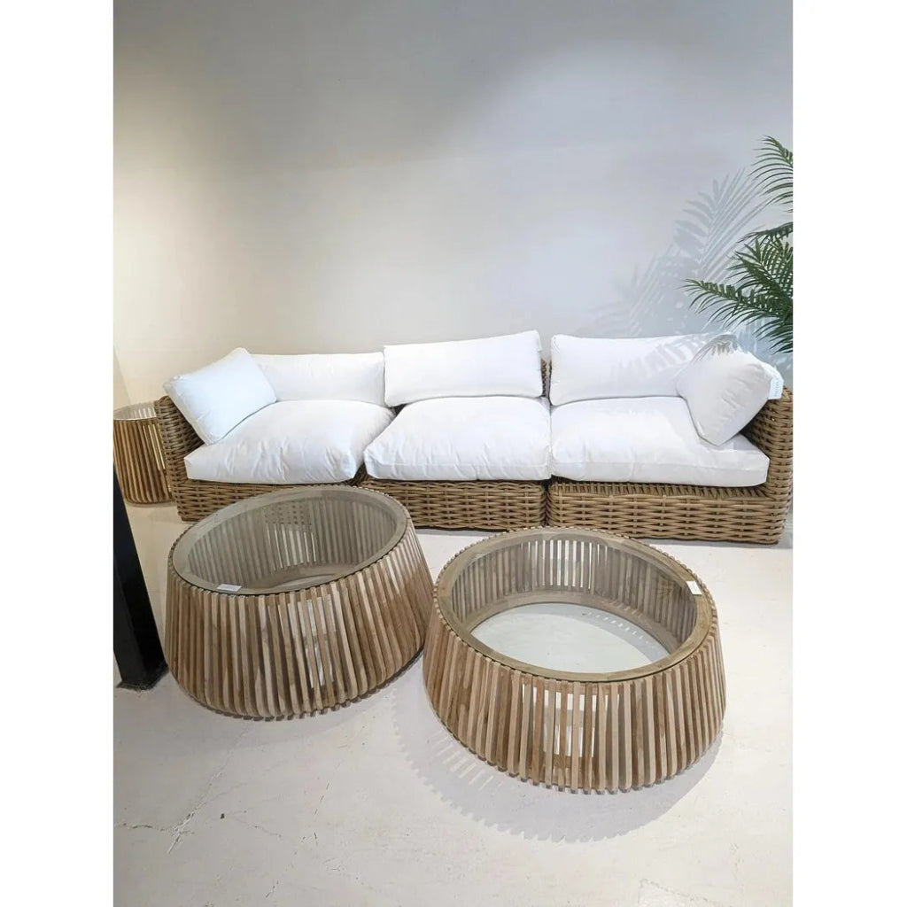 Alder Teak Round Coffee Table Indoor or Outdoor - LOOMLAN - Artesia - Coffee Tables