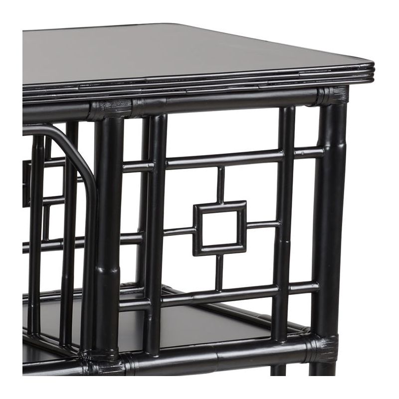 Alexa Rattan Framed Black Sofa Table - LOOMLAN - Console Tables