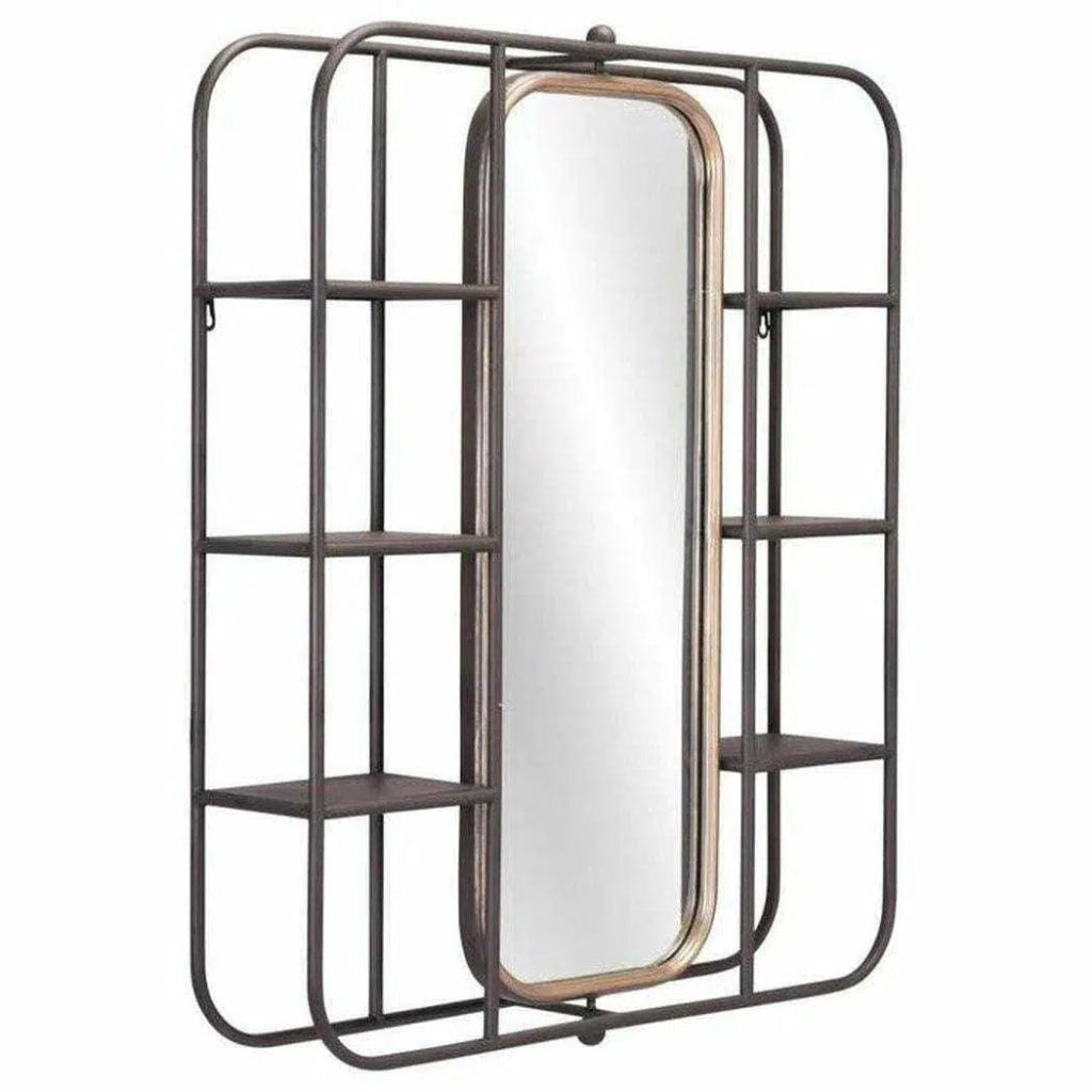 Alice Mirror Shelf Gray in Handmade Design - LOOMLAN - Zuo Modern - Wall Mirrors