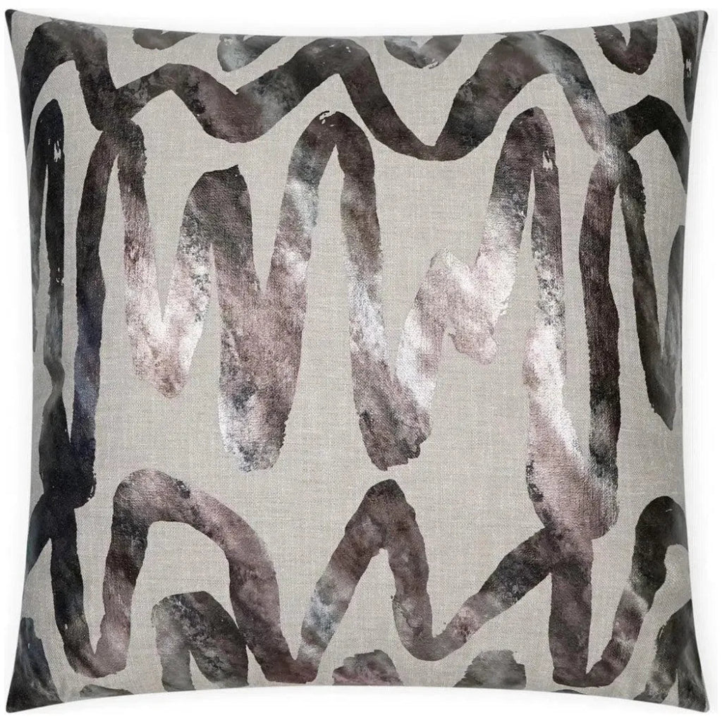 Alita Pewter Abstract Silver Large Throw Pillow Insert - LOOMLAN - D.V. Kap - Throw Pillows