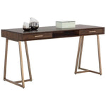 Alma Desk Wood Antique Bronze Base - LOOMLAN - SUNPAN - Home Office Desks