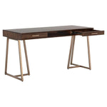 Alma Desk Wood Antique Bronze Base - LOOMLAN - SUNPAN - Home Office Desks