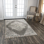 Alon Medallion Light Gray Large Area Rugs - LOOMLAN - LOOMLAN - Area Rugs