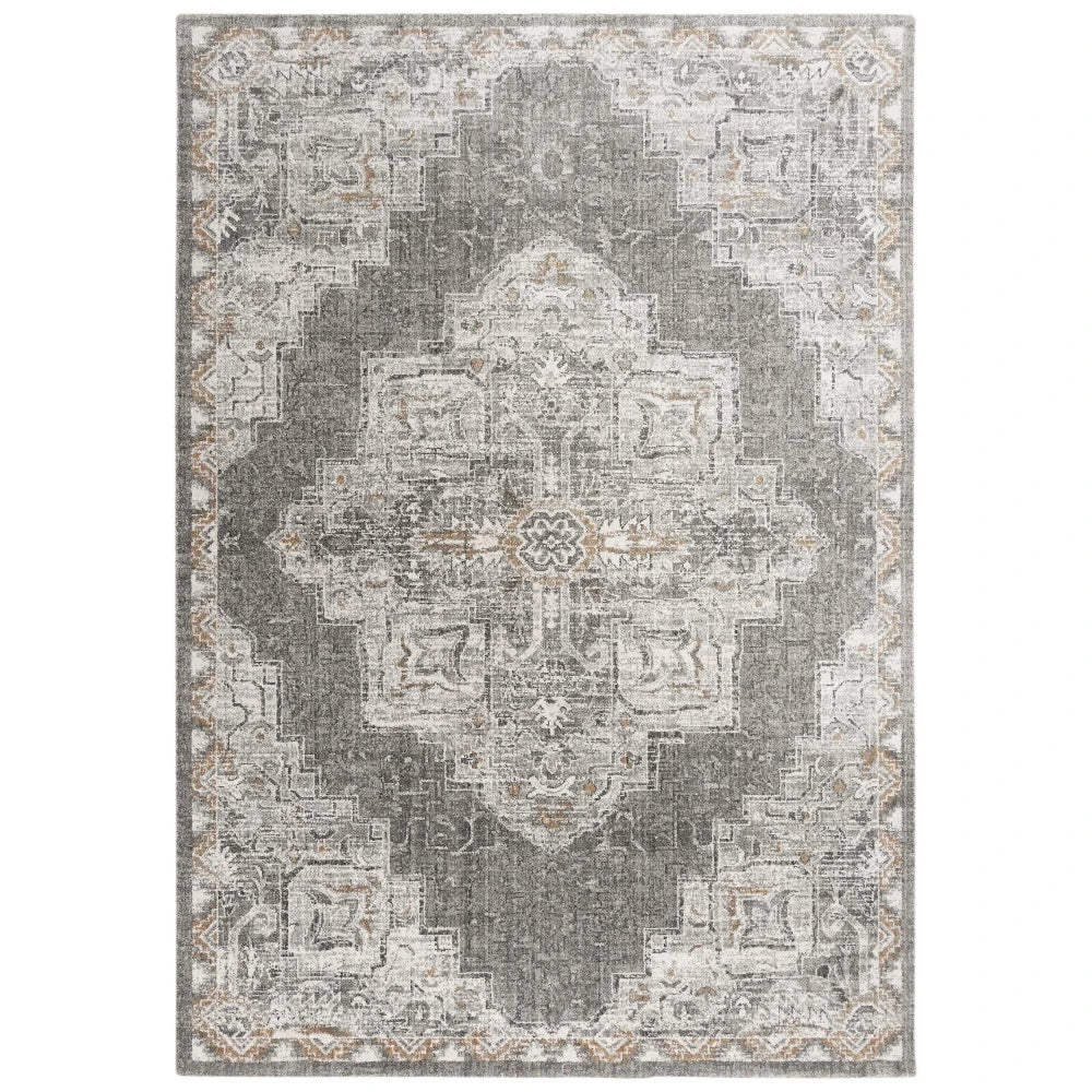 Alon Medallion Light Gray Large Area Rugs - LOOMLAN - LOOMLAN - Area Rugs