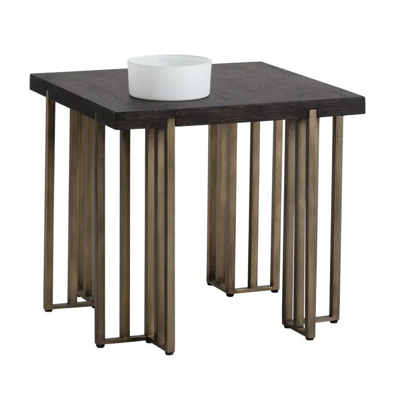 Alto Side Table With Oak Veneer & Brass Legs - LOOMLAN - SUNPAN - Side Tables