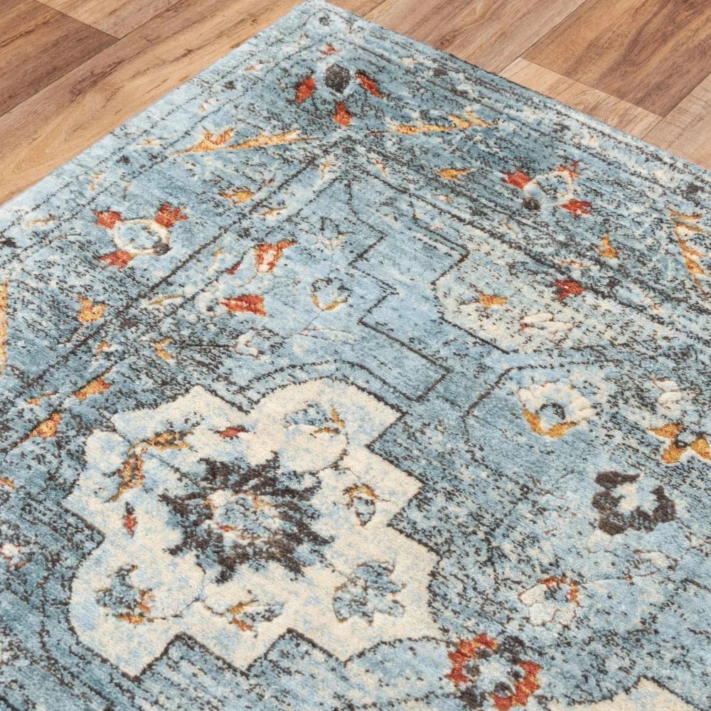 Alva Medallion Blue Large Area Rugs For Living Room - LOOMLAN - LOOMLAN - Area Rugs