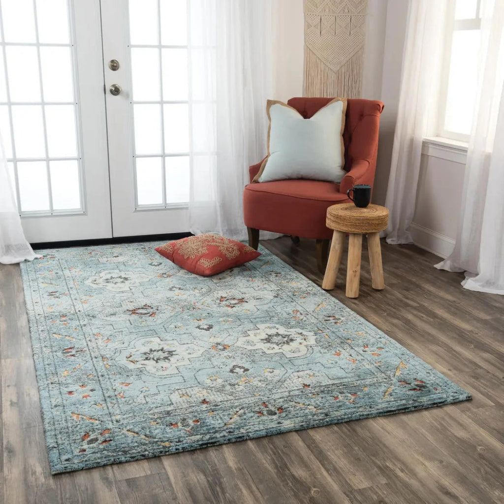 Alva Medallion Blue Large Area Rugs For Living Room - LOOMLAN - LOOMLAN - Area Rugs