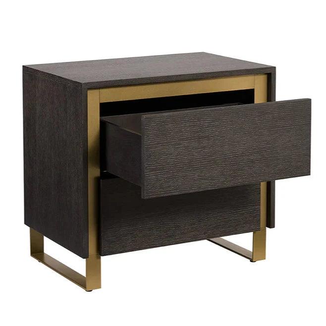 Alvaro Nightstand Push - To - Open Drawers Grey Wood - LOOMLAN - SUNPAN - Nightstands