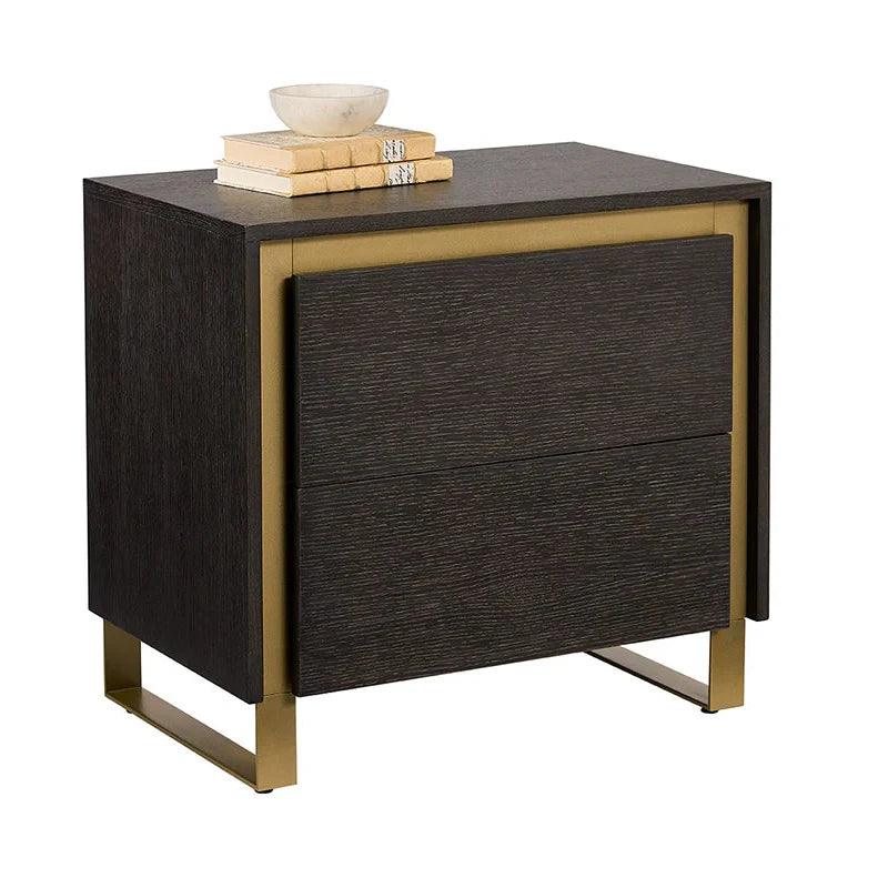 Alvaro Nightstand Push - To - Open Drawers Grey Wood - LOOMLAN - Nightstands