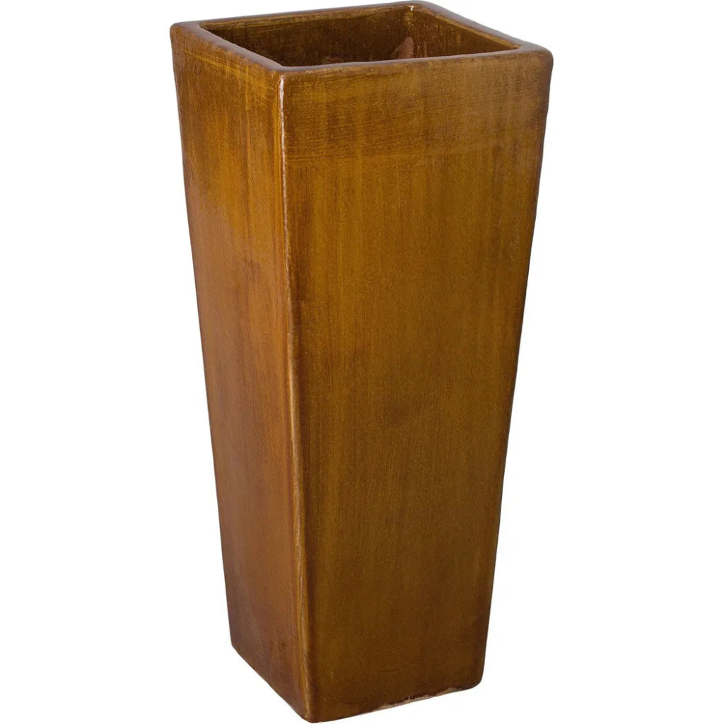 Amber Natural Brown Ceramic Square Pot - LOOMLAN - Emissary - Planters