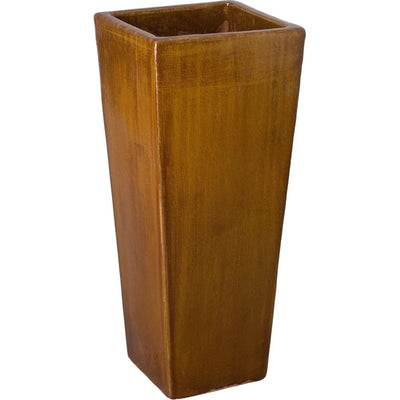 Amber Natural Brown Ceramic Square Pot - LOOMLAN - Emissary - Planters