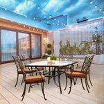 Amber Outdoor Glass Dining Table Set for 6 Persons - LOOMLAN - LOOMLAN - Outdoor Dining Sets