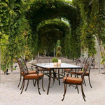 Amber Outdoor Glass Dining Table Set for 6 Persons - LOOMLAN - LOOMLAN - Outdoor Dining Sets