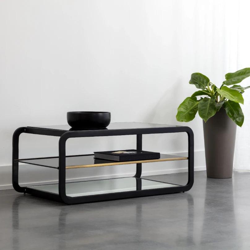 Ambretta Coffee Table Black d Glass - LOOMLAN - Coffee Tables