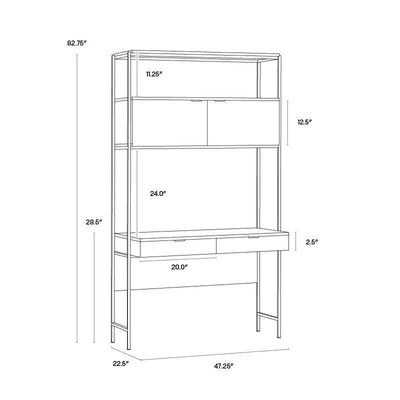 Ambrose Wooden Iron Modular Wall Desk - LOOMLAN - SUNPAN - Home Office Desks