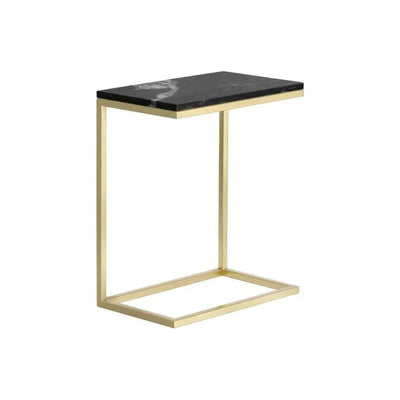 Amell Steel d Marble Rectangular End Table - LOOMLAN - SUNPAN - Side Tables