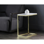 Amell Steel d Marble Rectangular End Table - LOOMLAN - SUNPAN - Side Tables