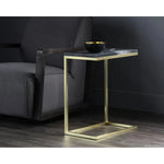 Amell Steel d Marble Rectangular End Table - LOOMLAN - SUNPAN - Side Tables