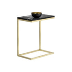 Amell Steel d Marble Rectangular End Table - LOOMLAN - SUNPAN - Side Tables