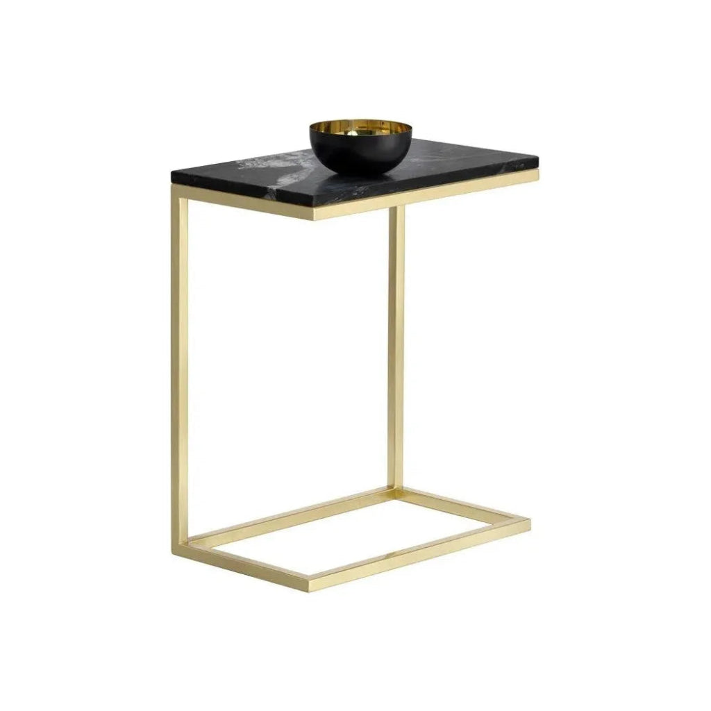 Amell Steel d Marble Rectangular End Table - LOOMLAN - SUNPAN - Side Tables