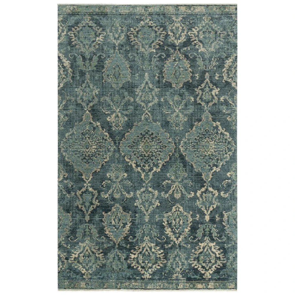 Amen Medallion Blue/ Beige Large Area Rugs - LOOMLAN - LOOMLAN - Area Rugs