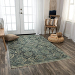 Amen Medallion Blue/ Beige Large Area Rugs - LOOMLAN - LOOMLAN - Area Rugs