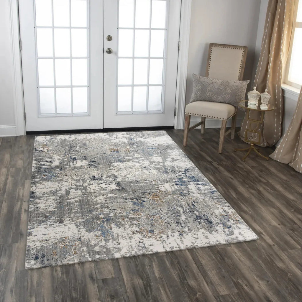 Amin Abstract Gray/ Blue Large Area Rugs - LOOMLAN - LOOMLAN - Area Rugs