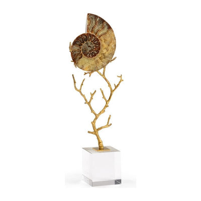 Ammonoidea Brass Stem Sculpture - LOOMLAN - Chelsea House - Statues & Sculptures