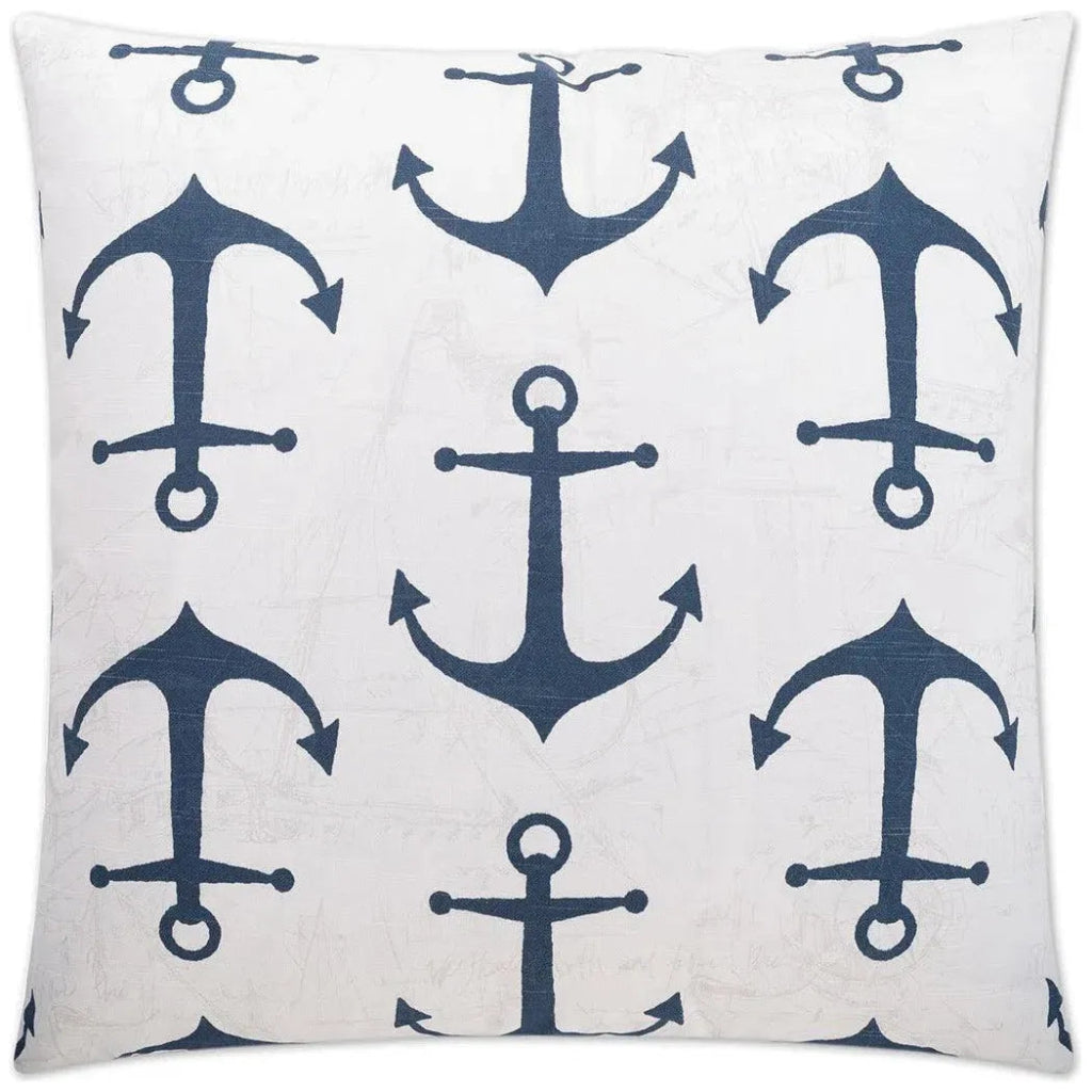 Anchors Navy Blue Throw Pillow With Insert - LOOMLAN - D.V. Kap - Throw Pillows