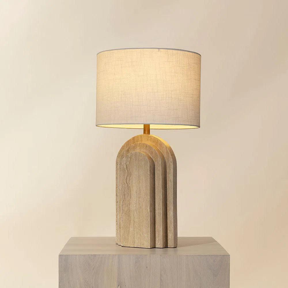 Ancona Table Lamp Hand Natural Travertine - LOOMLAN - SUNPAN - Table Lamps