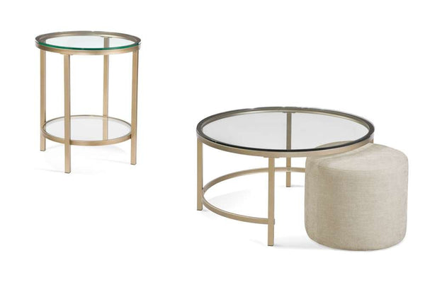 Anderson Glass Top Round End Table - LOOMLAN - Bassett Mirror - Side Tables