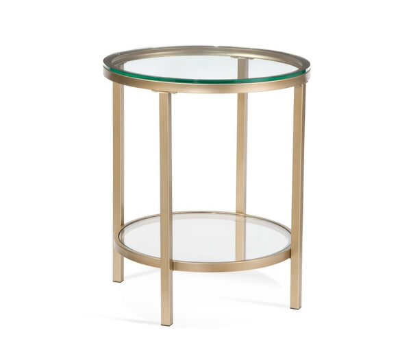 Anderson Glass Top Round End Table - LOOMLAN - Bassett Mirror - Side Tables